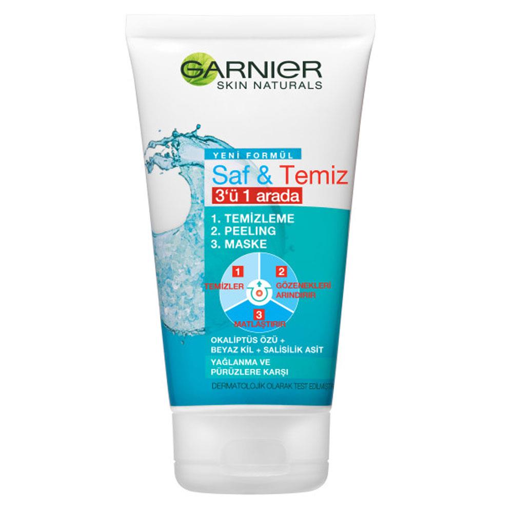 Garnier Skin Naturals Saf ve Temiz 3ü 1 arada Temizleme + Peeling + Maske