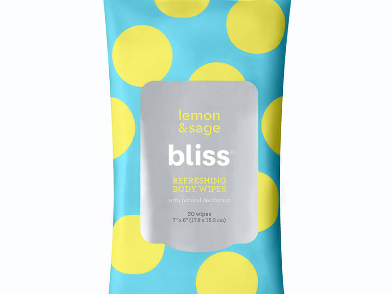 Bliss Lemon & Sage Refreshing Body Wipes with Natural Deodorant